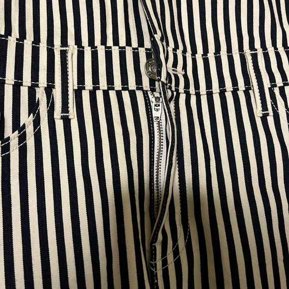 Current Elliot The Sleeveless Jumpsuit Dress White Navy Stripes Stretch Denim - Picture 8 of 16